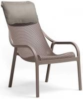 Лаунж-кресло пластиковое с подушкой Net Lounge тортора, серый