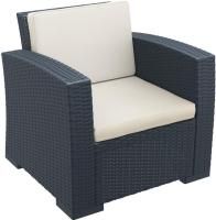 Кресло пластиковое плетеное с подушками Monaco Lounge антрацит