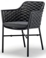 Кресло плетеное с подушкой Panama черный, темно-серый, черный