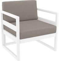 Кресло пластиковое с подушками Mykonos белый, светло-коричневый