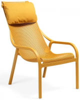 Лаунж-кресло пластиковое с подушкой Net Lounge горчичный, горчичный