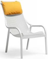 Лаунж-кресло пластиковое с подушкой Net Lounge белый, горчичный