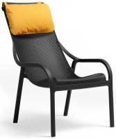 Лаунж-кресло пластиковое с подушкой Net Lounge антрацит, горчичный