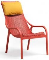 Лаунж-кресло пластиковое с подушкой Net Lounge коралловый, горчичный