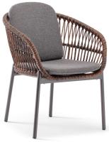 Кресло плетеное с подушками Bari антрацит, коричневый, темно-серый