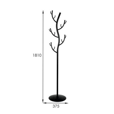 Вешалка-стойка "Дерево", 1,81 м, диск 37,5 см, 15 крючков, металл, черная, ВНП 211 Ч