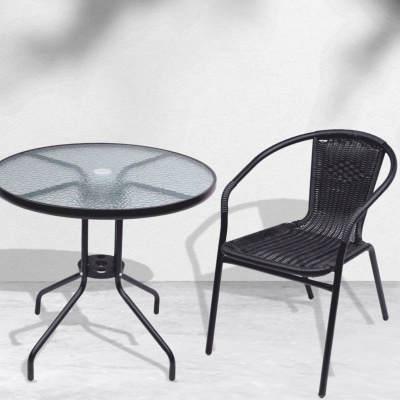 Кресло садовое VERONA, PP, ротанг -черный/сталь-черная