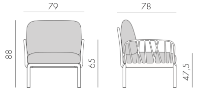 Кресло пластиковое с подушками Komodo Poltrona антрацит, серый