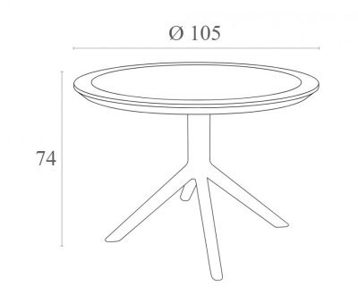 Стол пластиковый Sky Table Ø105 бежевый