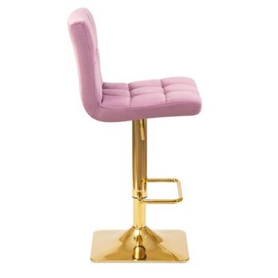 Барный стул Арканес, золотая база, велюр фиолетовый