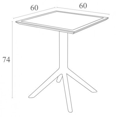 Стол пластиковый складной Sky Folding Table 60 темно-серый