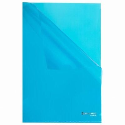 Папка-уголок плотная BRAUBERG SUPER 0,18 мм синяя, 270479