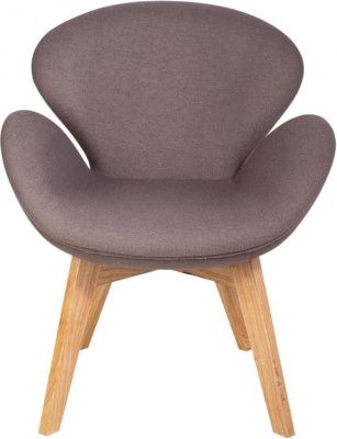 Кресло с обивкой Swan Wood Legs (Arne Jacobsen) A062 натуральный, серый