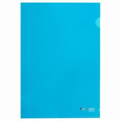 Папка-уголок плотная BRAUBERG SUPER 0,18 мм синяя, 270479