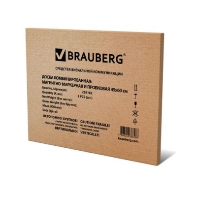 Доска комбинированная: магнитно-маркерная, пробковая для объявлений 45х60 см, BRAUBERG Extra, 238182