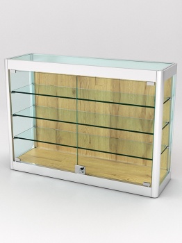 Витрина из профиля настенная "ВАЙБ ИКС" №3-3П-ДСП-220 (задняя стенка ДСП), Дуб Золотистый