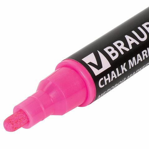 Маркеры меловые BRAUBERG "POP-ART", НАБОР 4 шт., сухостираемые, для гладких поверхностей, 5 мм, АССОРТИ, 151535