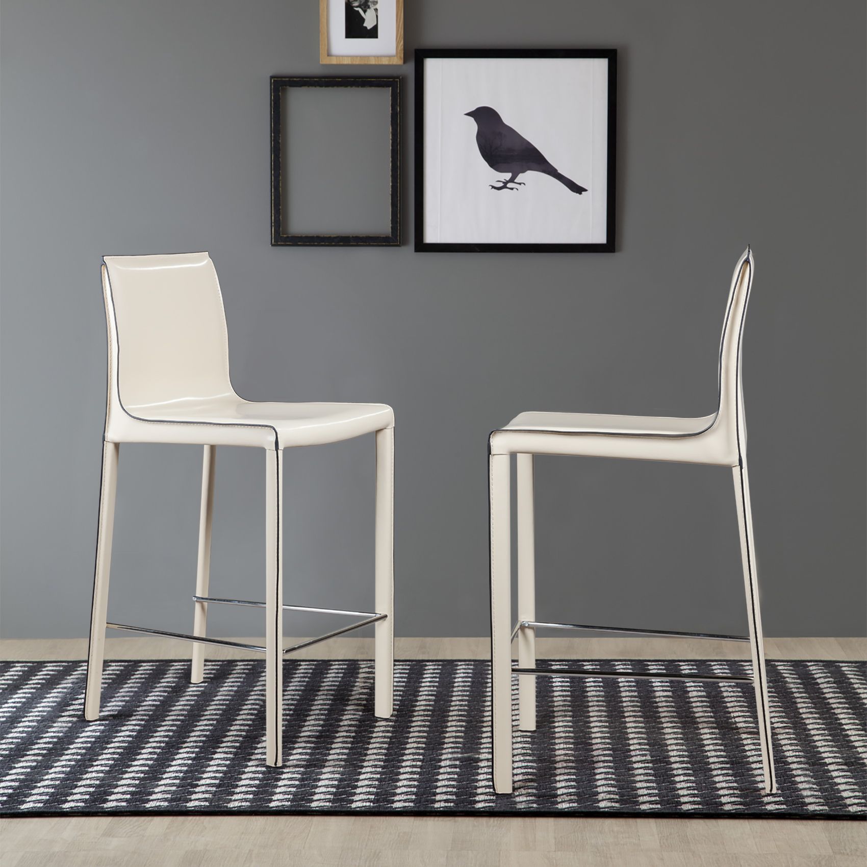 Стул полубарный Барри, кожа бежевый