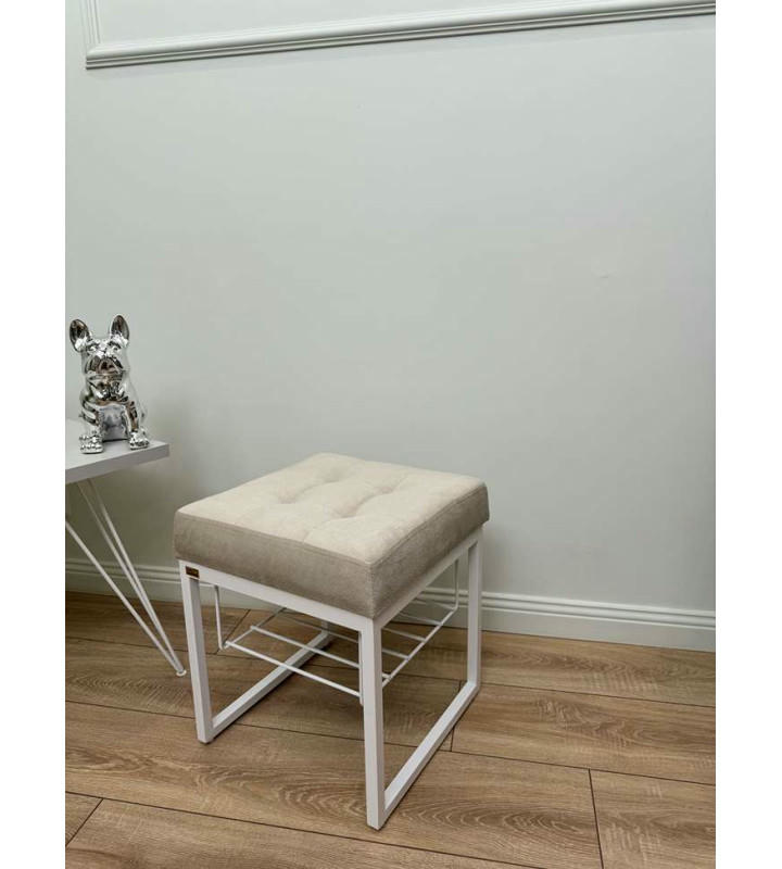 Банкетка Марсей 40-44 с полкой (светло бежевый/белый)