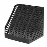 Лоток вертикальный для бумаг BRAUBERG "MAXI Plus", 240 мм, 6 отделений, сетчатый, сборный, черный, 237015