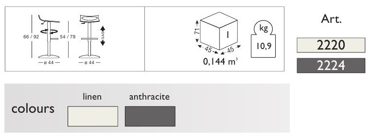 Стул барный пластиковый Diavoletto хром, лен