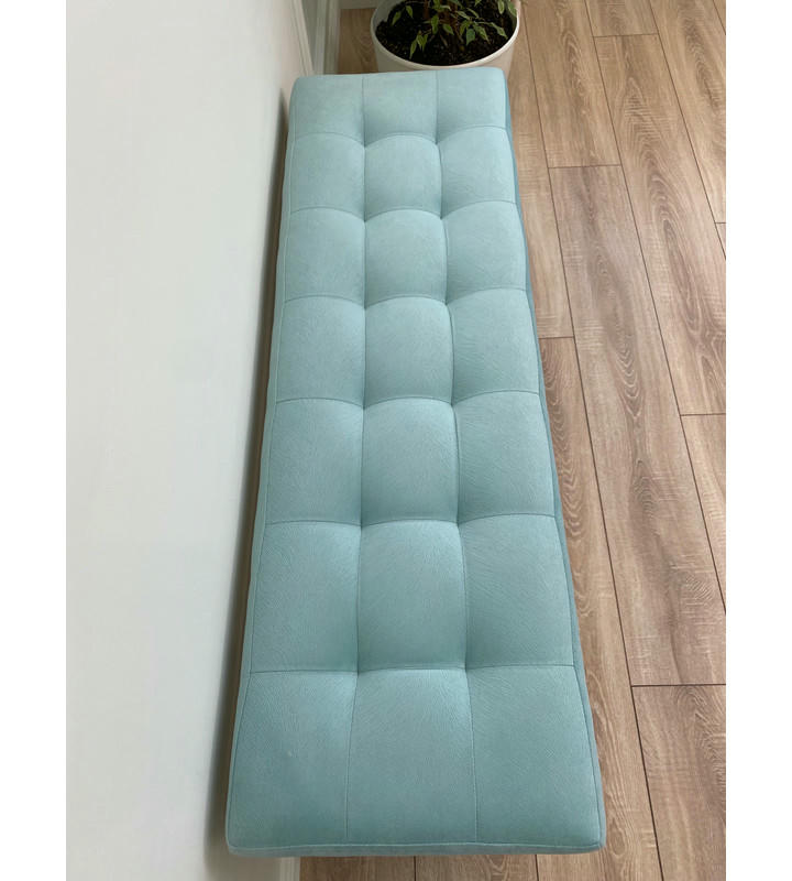 Банкетка Сканди-120-2-полочная (светло-бирюзовый/золото)