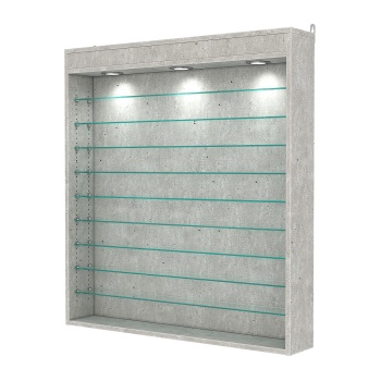 Витрина настенная с регулировочными полками №4-7Г-РЕГ с подсветкой, Метрополитан Грей