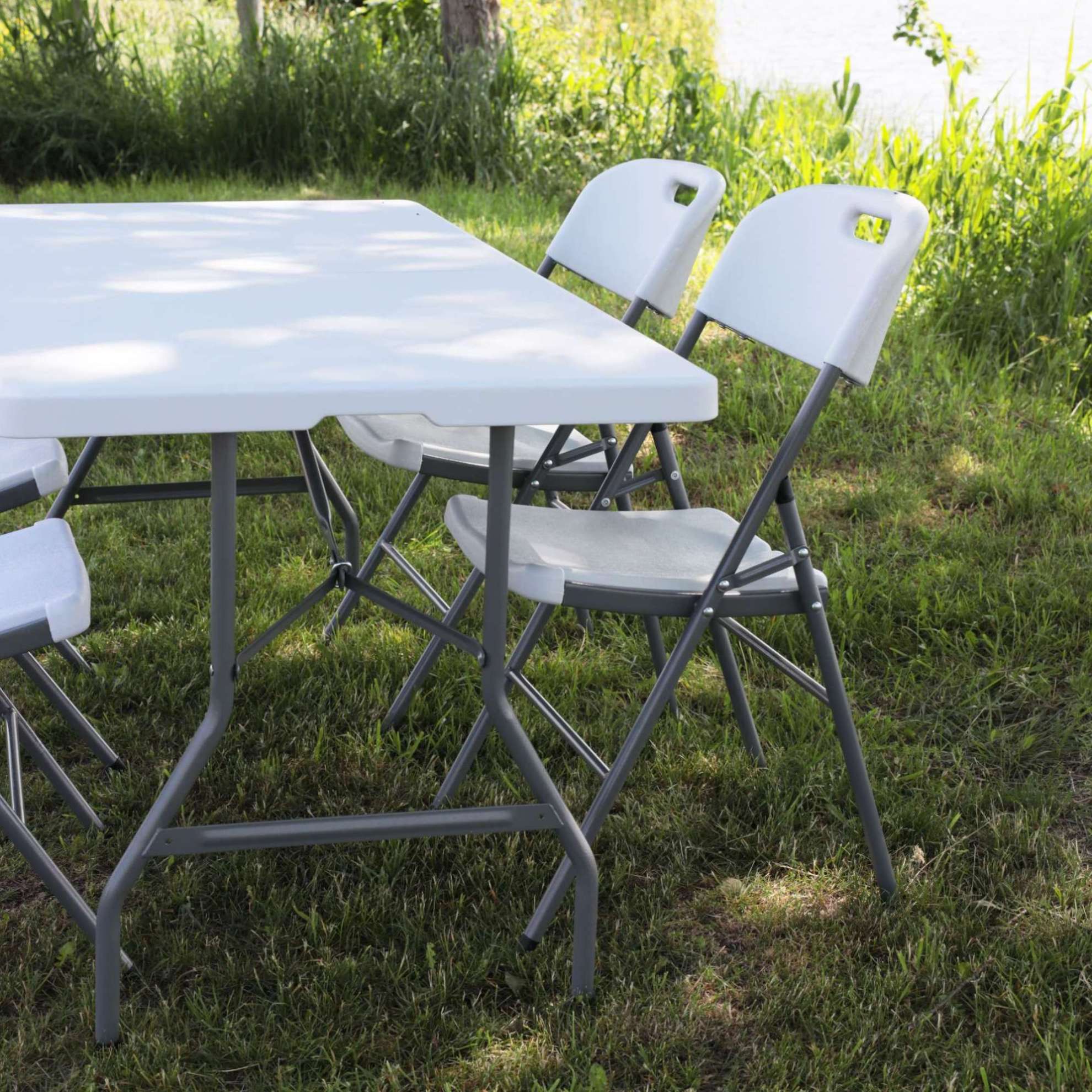 Стол садовый складной, белый, hdpe-пластик, длина 180 см