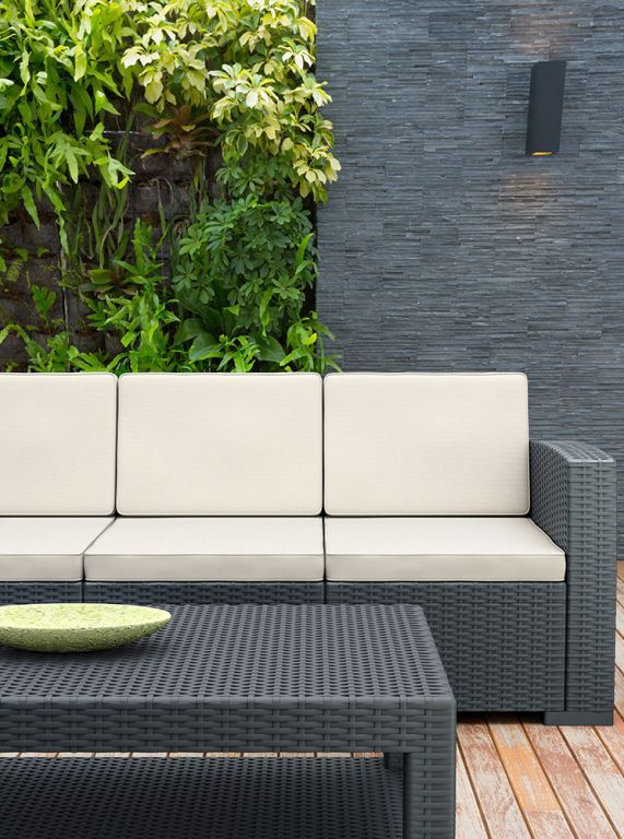 Столик пластиковый плетеный журнальный Monaco Lounge антрацит