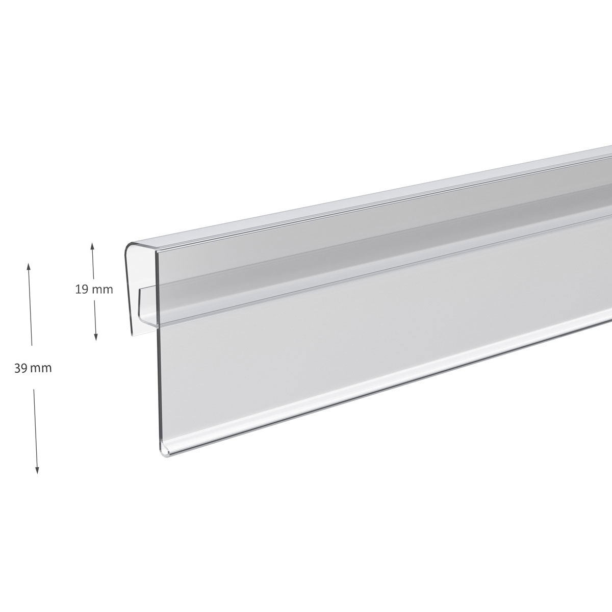 Ценникодержатель KEL39 прозрачный, 1000 мм