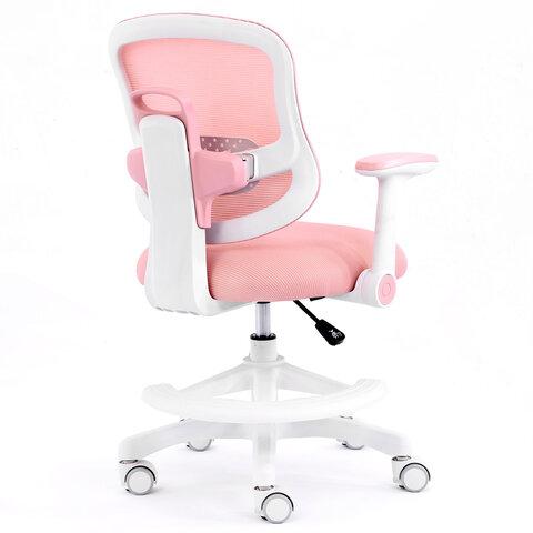 Кресло детское с подставкой для ног BRABIX KIDS "MG-215", сетка/ткань TW, розовое, 533311