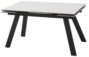 Стол МОРИС-2 140 цвет MATTE БЕЛЫЙ МРАМОР, керамика / Черный каркас
