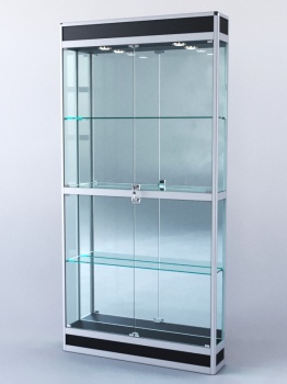 Витрина "ПРЯМОУГОЛЬНАЯ" №3-200-3 (задняя стенка - зеркало), Черный