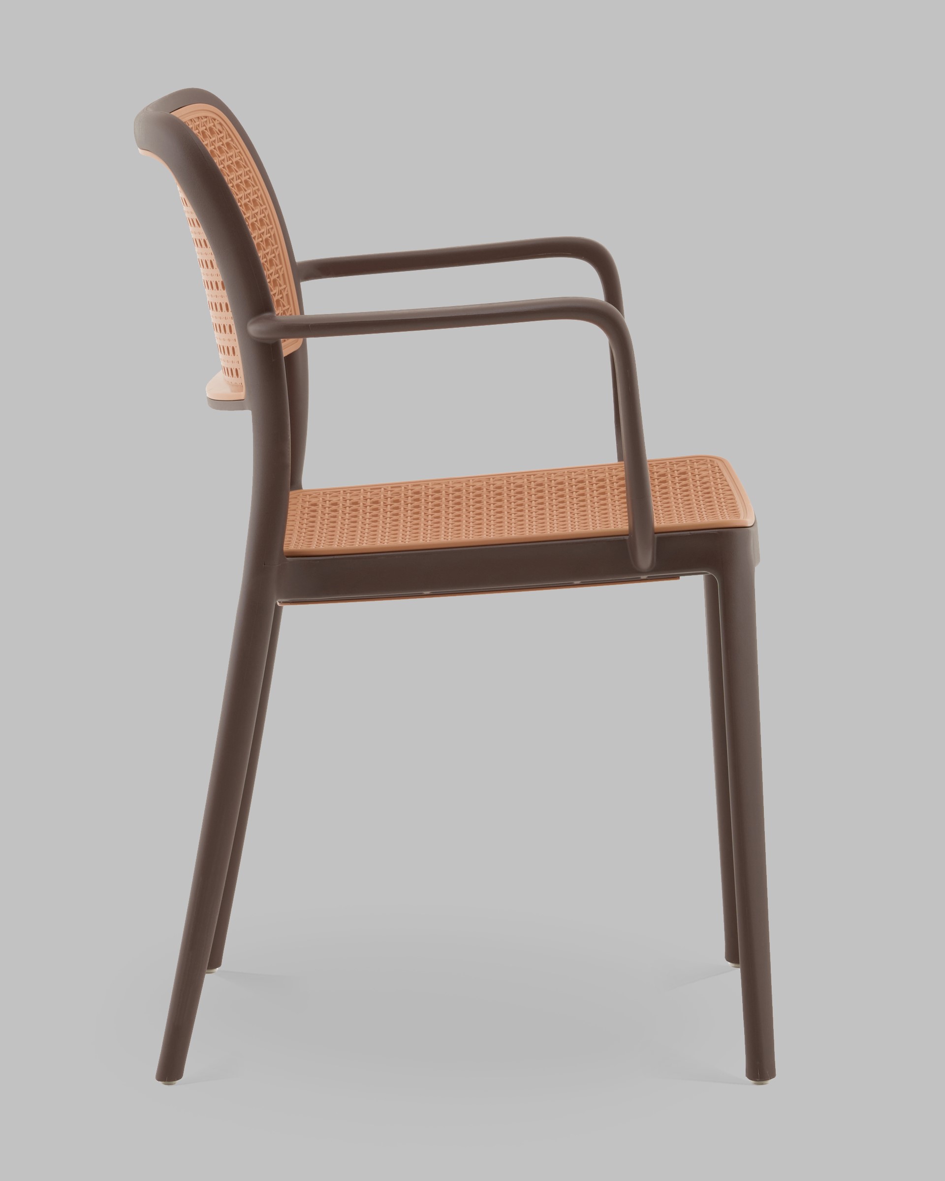 Стул Yona пластиковый с подлокотниками коричневый