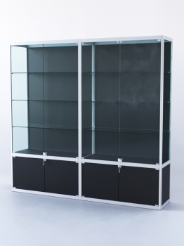 Витрина "ПРЯМОУГОЛЬНАЯ" №2-2м-400-1 (задняя стенка - ДВП), Черный