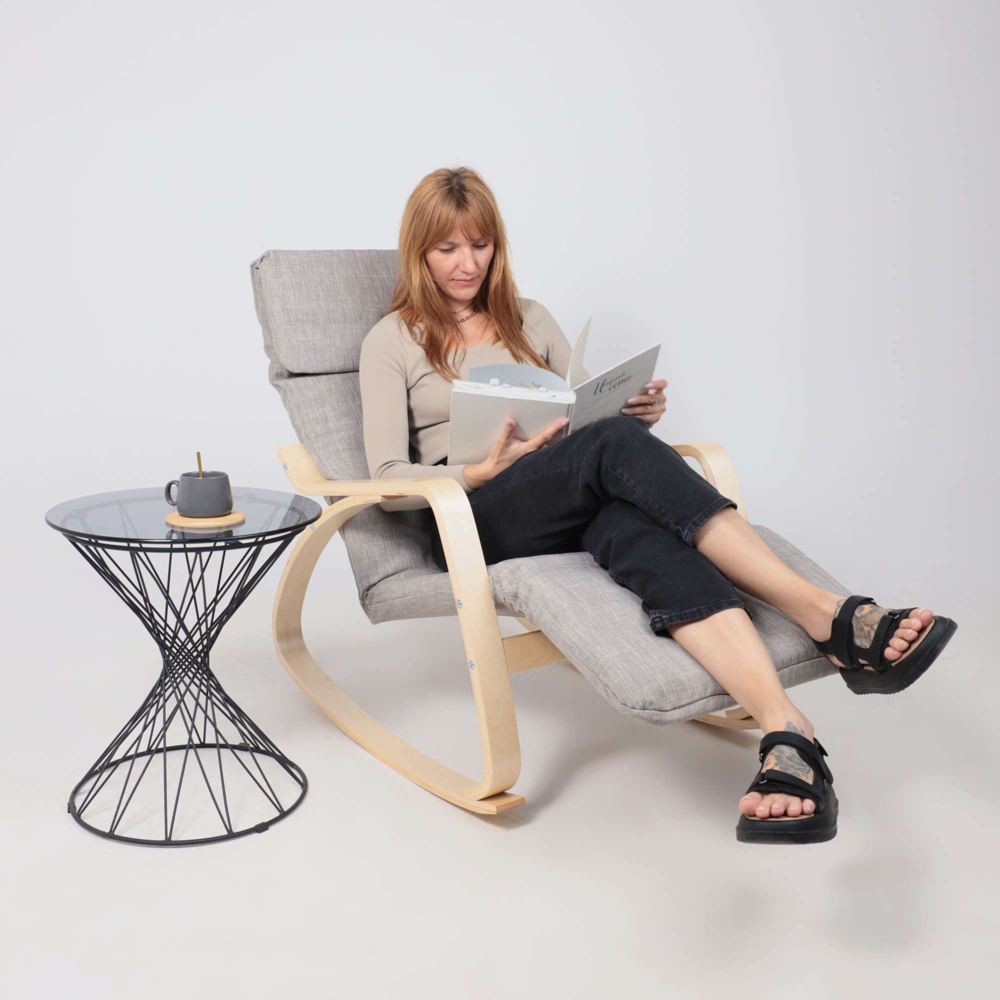 Кресло-качалка Smart, серый, ткань