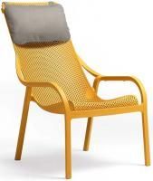 Лаунж-кресло пластиковое с подушкой Net Lounge горчичный, серый