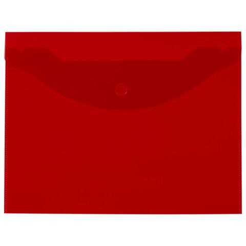 Папка-конверт с кнопкой прозрачная МАЛОГО ФОРМАТА, А5, BRAUBERG "UNIVERSAL", красная, 0,15 мм, 273068