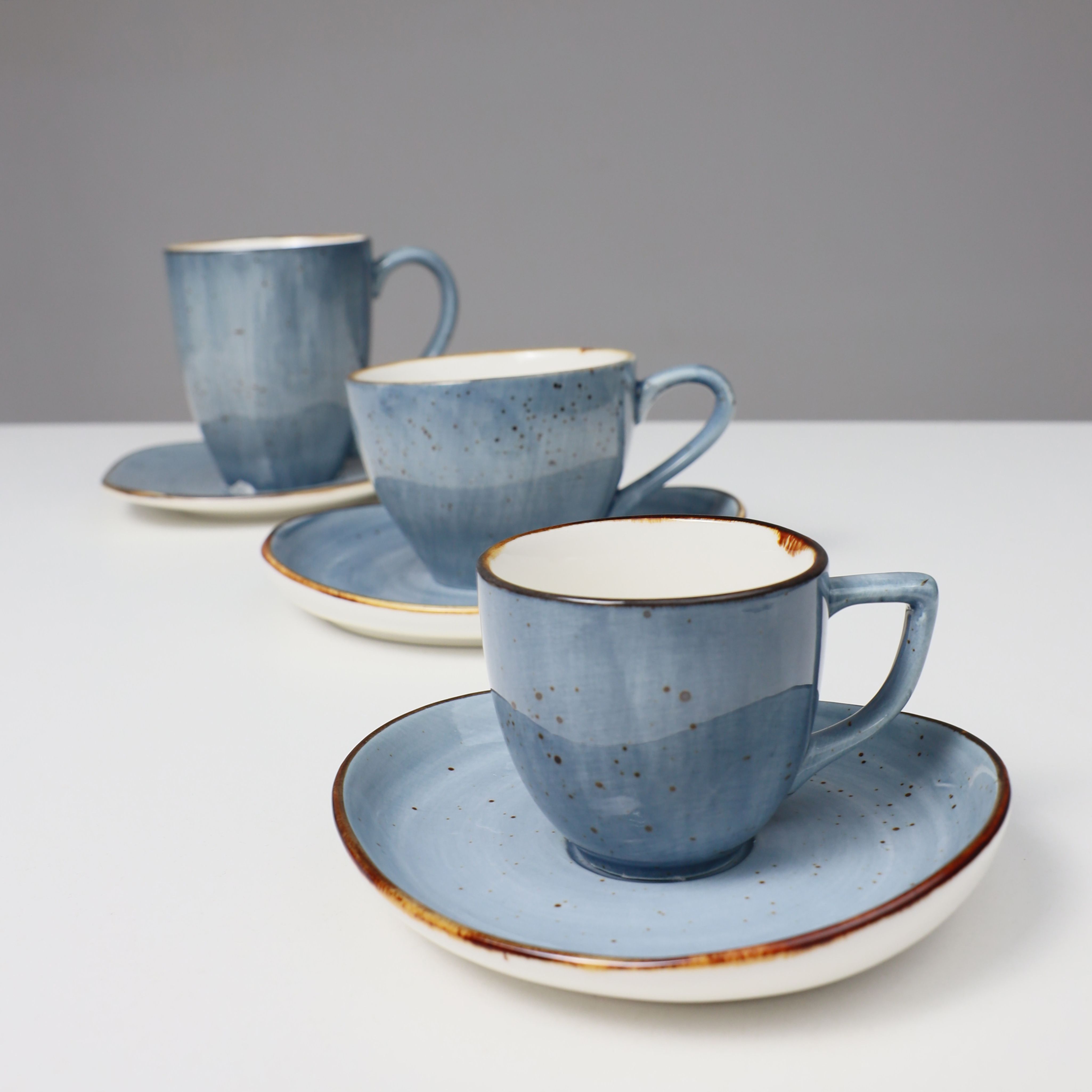 Кофейная чашка с блюдцем VITAL, фарфор, синий, 80мл