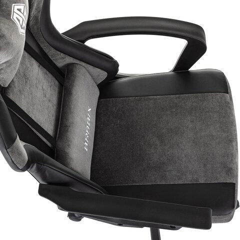Кресло компьютерное BRABIX "Forcer GM-127", 2 подушки, экокожа/велюр, черное/серое, 533216