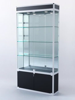 Витрина "ПРЯМОУГОЛЬНАЯ" №1-300-3 (задняя стенка - зеркало), Черный