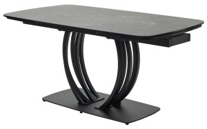 Стол МАТЕРА (MATERA) 160 цвет KL-116 Черный мрамор матовый, итальянская керамика/ ЧЕРНЫЙ, ®DISAUR