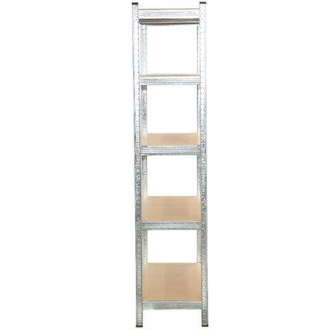 Стеллаж металлический BOOMHOUSE (БУМХАУС) безболтовой, 1800x1050x400 мм, 5 полок МДФ, нагрузка на стеллаж до 875 кг, серебристый, 291413