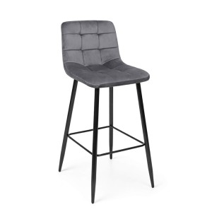 Стул барный Stella, серый, велюр
