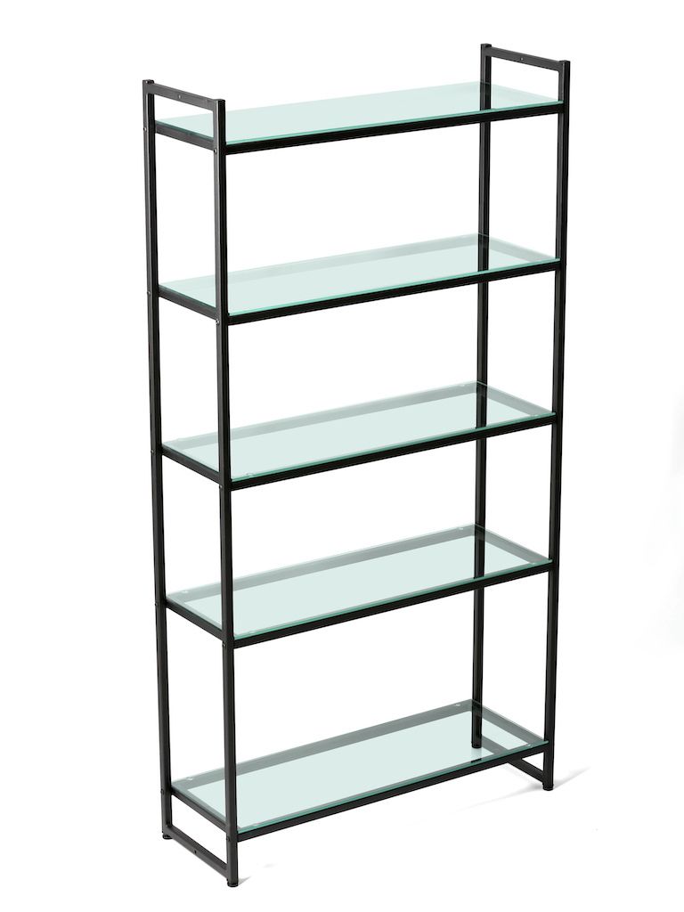 Стеллаж лофт ПС-1709Ч со стеклянными полками