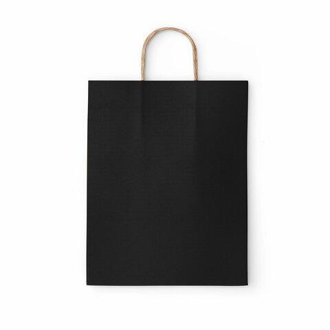 Крафт пакет бумажный Black 26х15х35см с кручеными ручками, плотность 80 гр/м2, моноцв, 112429