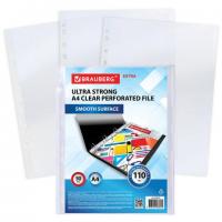 Папки-файлы перфорированные А4 BRAUBERG "EXTRA 1100", КОМПЛЕКТ 50 шт., гладкие, ПЛОТНЫЕ, 110мкм, 229674