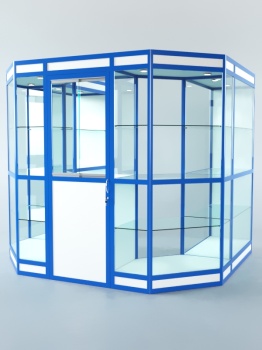 Павильон торговый из профиля пристенный №3в, Белый + Делфт голубой U525 ST9