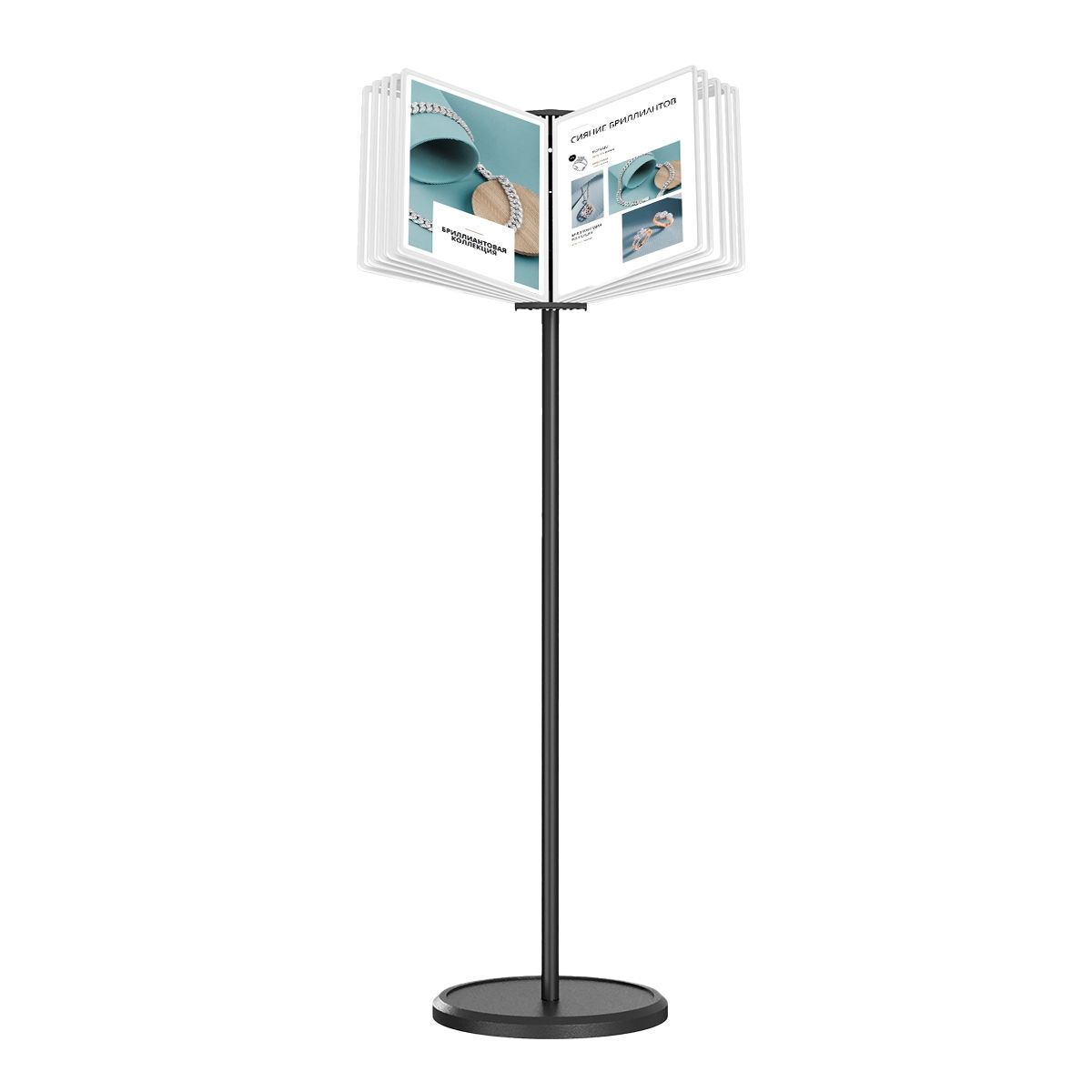 МАЧТА-03.А4.Bk/Wt Демосистема напольная черная 10 белых панелей А4