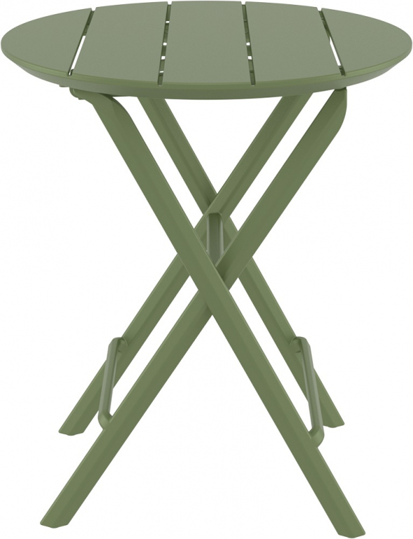 Стол пластиковый складной Helen Folding Table Ø60 оливковый